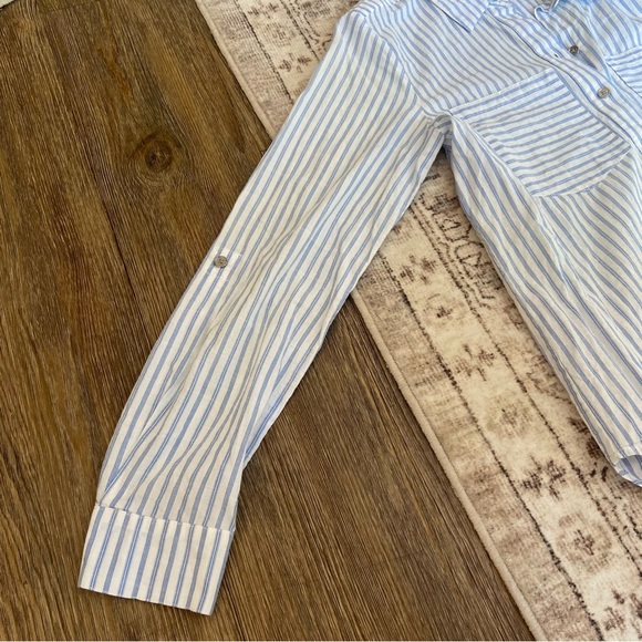 MICHAEL Michael Kors Light Blue and White Striped Shirt - Picture 7 of 12